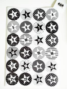 24 Adventskalender Zahlen schwarz-weiß